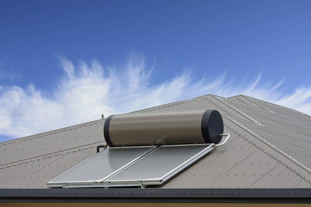 solar hot water system on a roof