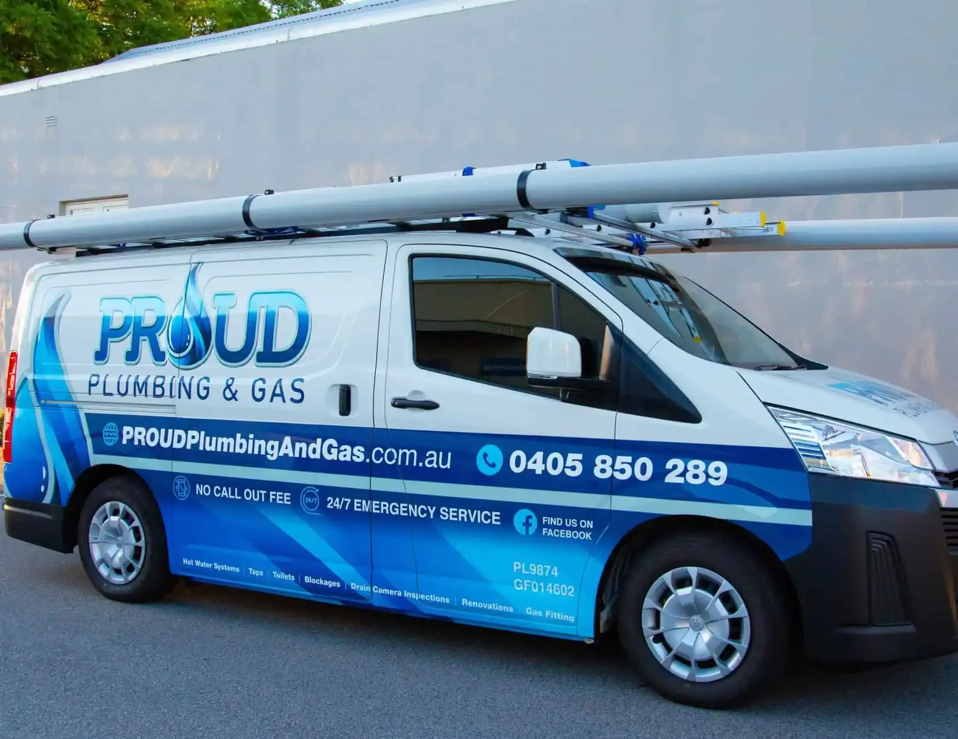 Plumber Perth: Man with Proud Plumbing van. Plumbing and gas services in Perth, Western Australia.