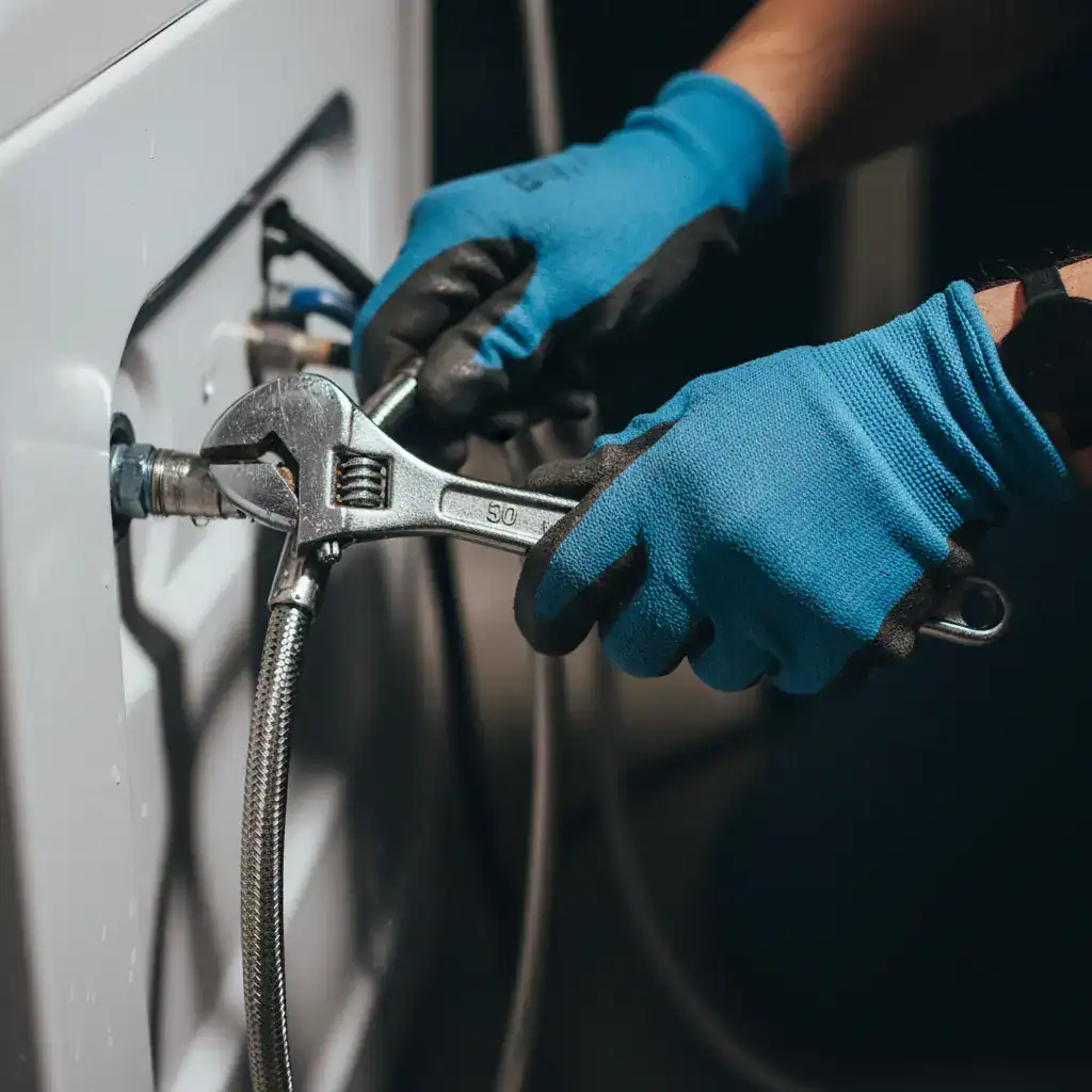 plumber installing washing machine